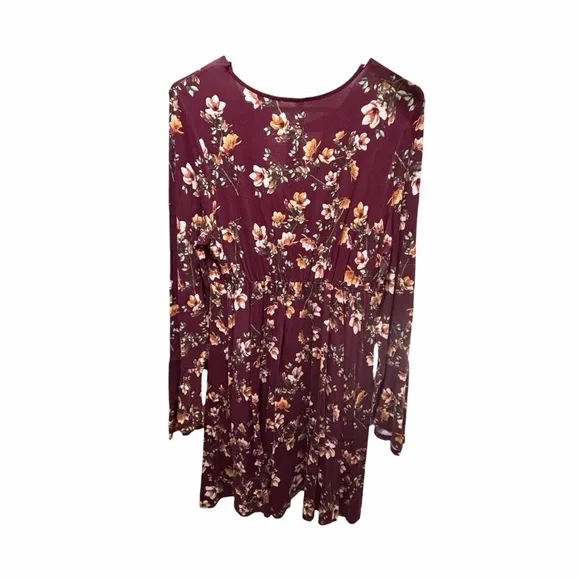 Xhilaration Burgundy Floral Dress - Picture 5 of 5